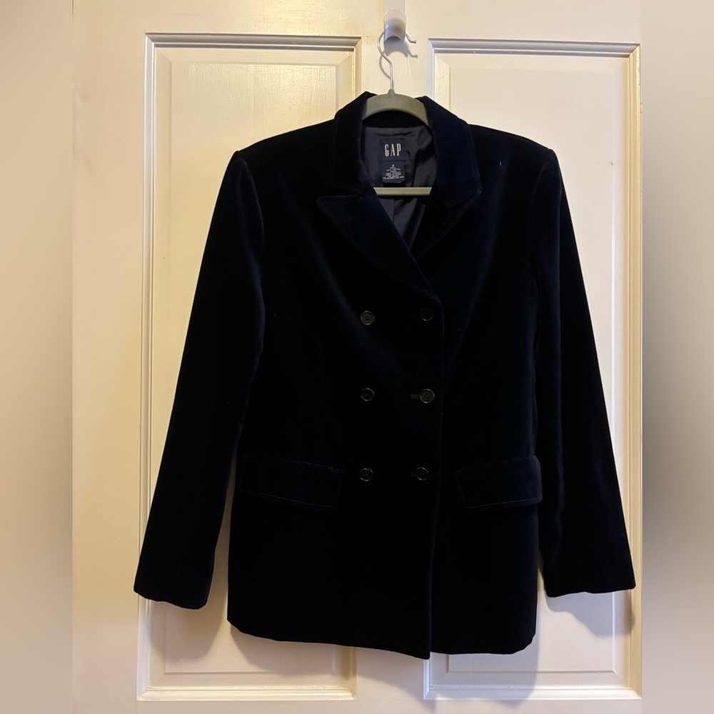GAP Navy Blue Velvet Pant Suit with Double Breasted Jacket